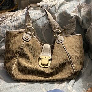 Michael Kors Tan MK Logo Shoulder Bag